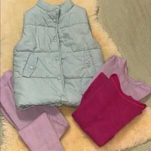 Winter Color Pop Girls Bundle Light Blue Puffer Vest Pink and Purple Tops 5T